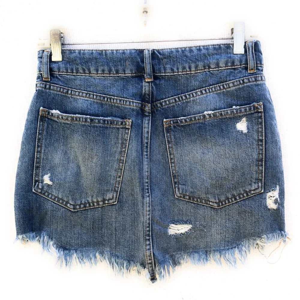 Free People‎ Embroidered Denim Mini Skirt